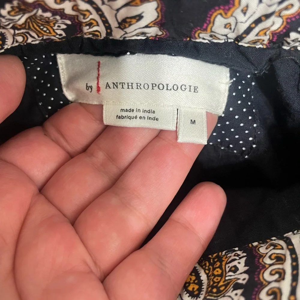 Anthropologie Black and Cream Paisley Skirt